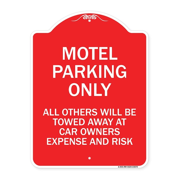 Signmission Motel Parking All Others Towed, Red & White Aluminum Architectural Sign, 18" x 24", RW-1824-23870 A-DES-RW-1824-23870 - main